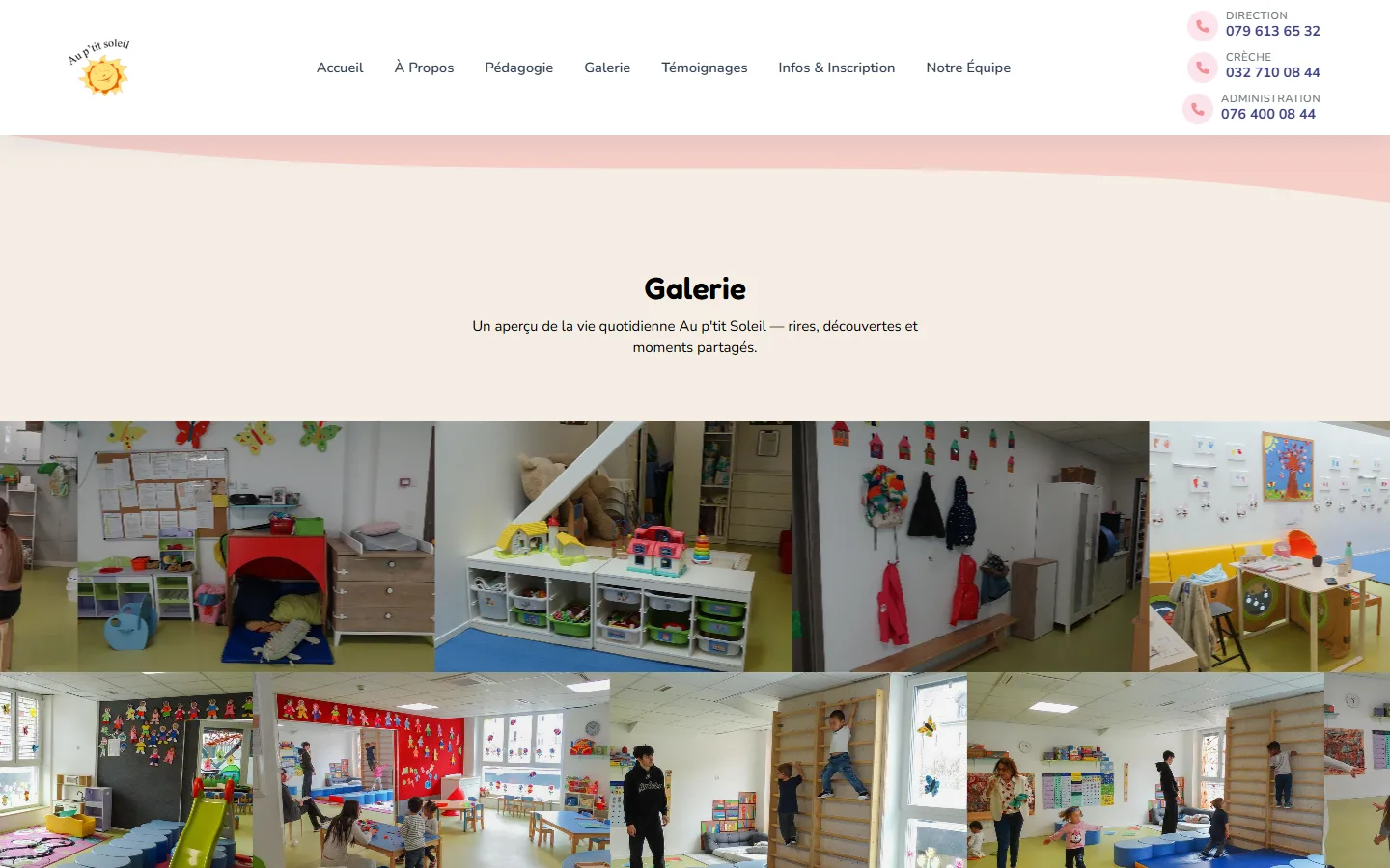 Galerie photo de la crèche : salles de jeux, vestiaire et coin repos.